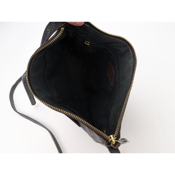 Fossil JENNA Top Zip Crossbody Black Pebbled Leather Shoulder Bag Purse - Picture 5 of 5